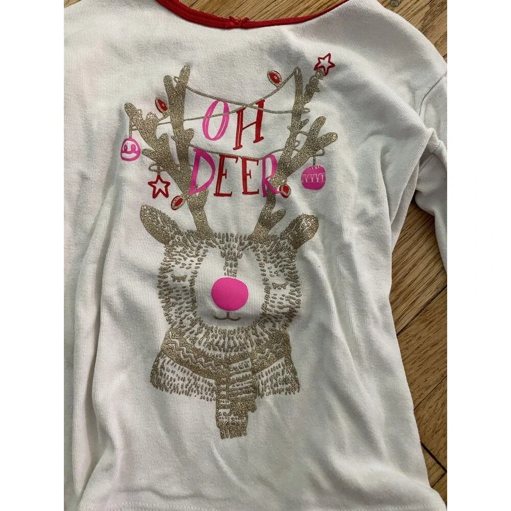 Oshkosh B’gosh 2 Piece Pajamas Christmas Oh Deer Reindeer Red And White